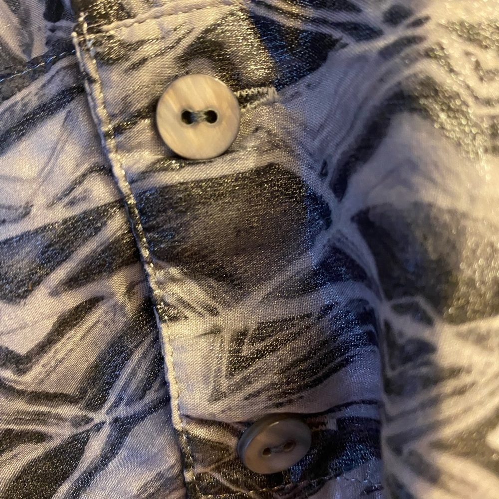 Chico's Gray/Silver Geometric Button Down Top, Si… - image 4